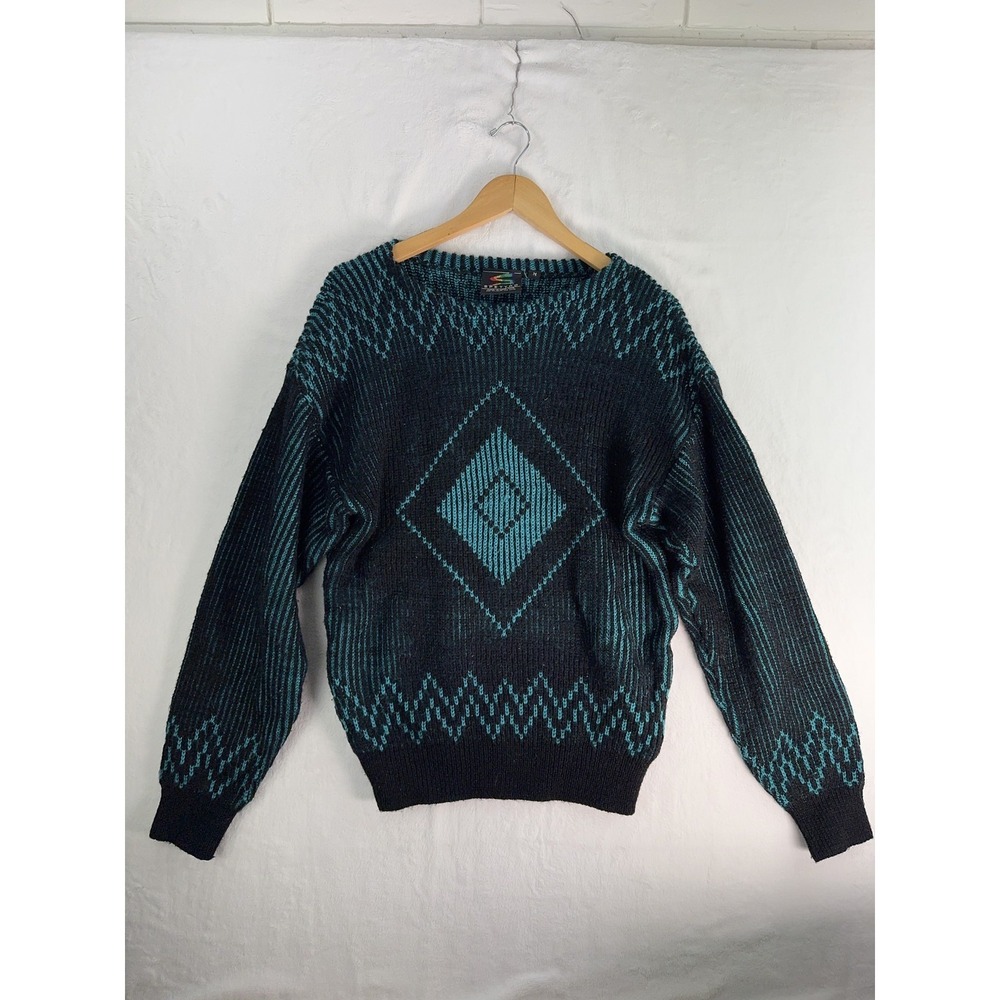 Vintage Spettro‎ Sweater Mens Medium Diamond Pattern Knit Pullover 90s